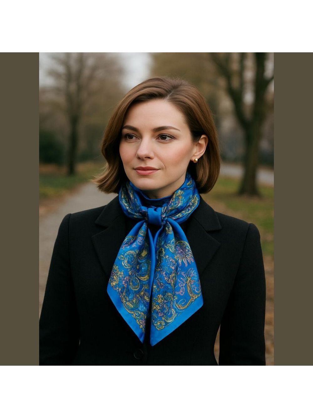 Tabi blue Stunning Paisley and Floral pattern,100% polyester fine and soft Scarf